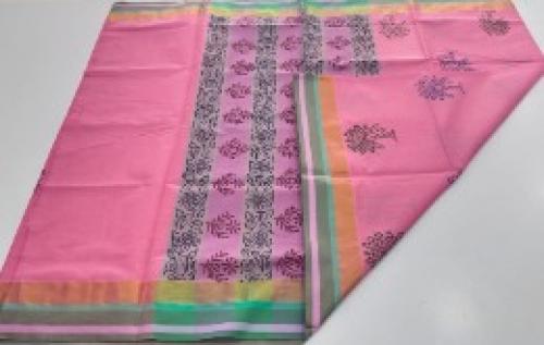 PL Salem Sarees Hand Block Printed Saree